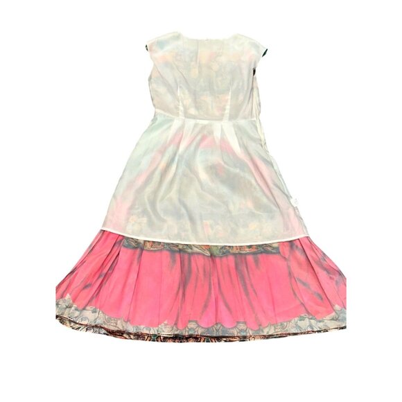 CCC Silk Cotton Medium Knights Scene Print Fit And Flare Midi Dress Italian Art - Picture 9 of 11